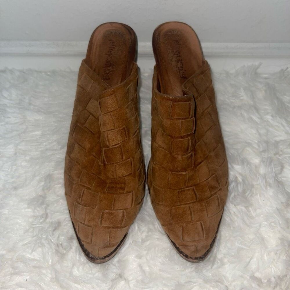 Jeffrey Campbell Cognac Brown Favela Weave Mules - Picture 3 of 8